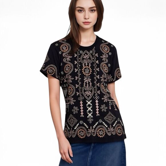 Johnny Was Tops - Johnny Was Faye Crew Neck Tee